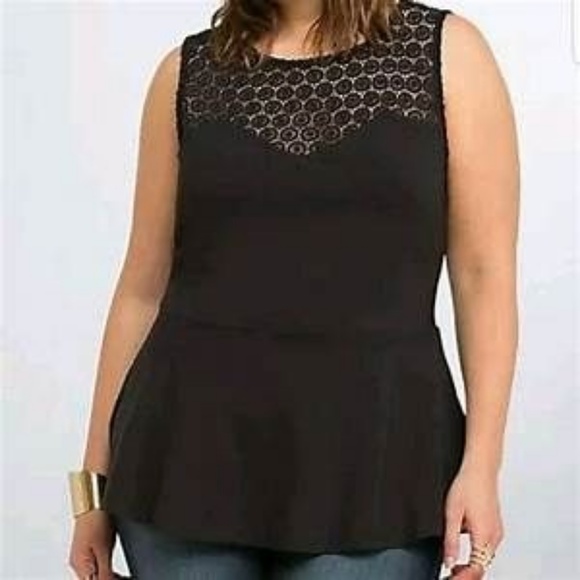 torrid Tops - Torrid Peplum Tank with Crochet Lace